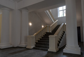 stone staircase in a classical architectural style building