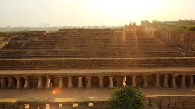 Nalanda University with layered stone