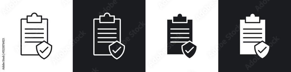 Poster contract coverage icons in solid and stroke graphics