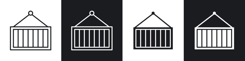 Container icons in solid and stroke graphics