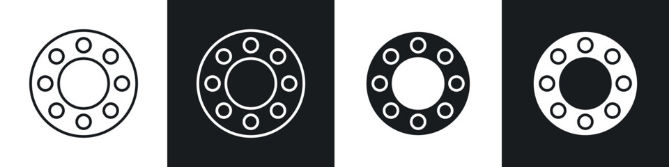 Car bearing icons in solid and stroke graphics