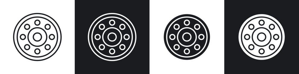 Car bearing icons in solid and stroke graphics