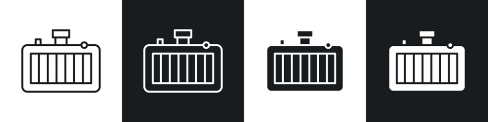 Car radiator icons in solid and stroke graphics