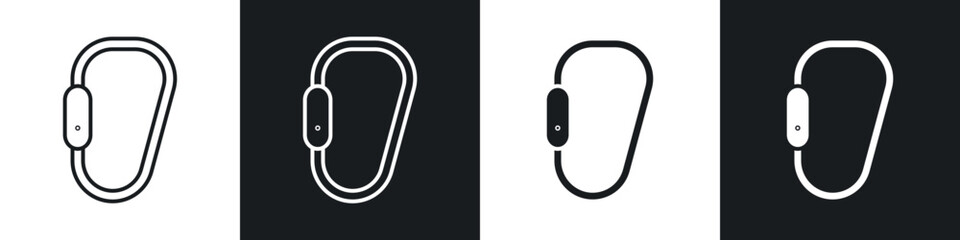 Carabiner icons in solid and stroke graphics