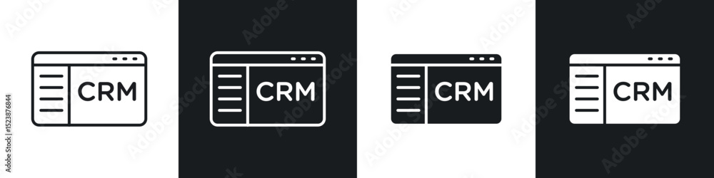 Poster crm icons in solid and stroke graphics