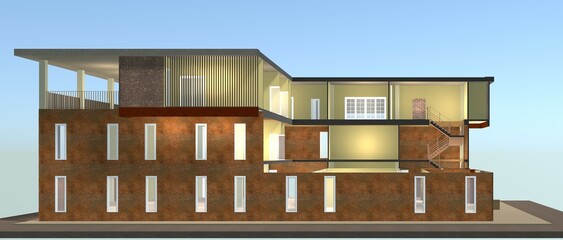 3D illustration of building structure