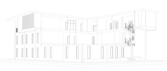 3D illustration of building structure