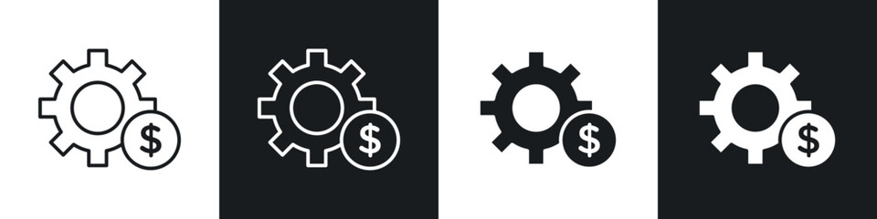 Business development icons in solid and stroke graphics