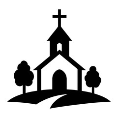 church and cross silhouette
