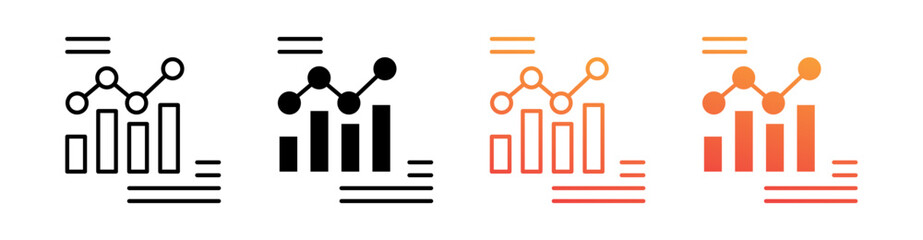 Bar Chart Multiple Style Icon Set Vector 