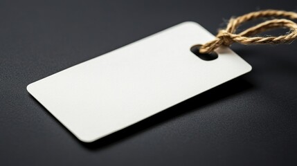 A blank price tag is set against a black background for use in branding or labeling