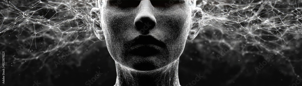 Poster Brain and emotion including fear and mental balance concept. A surreal portrait reflecting deep thoughts and abstract emotions.