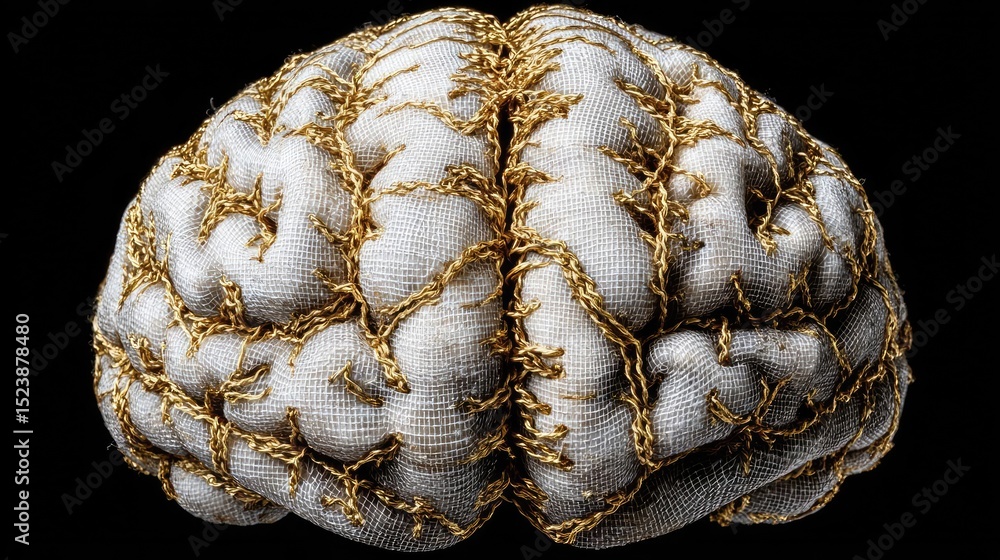 Poster brain and emotion including fear and mental balance concept. a detailed view of a brain with intrica