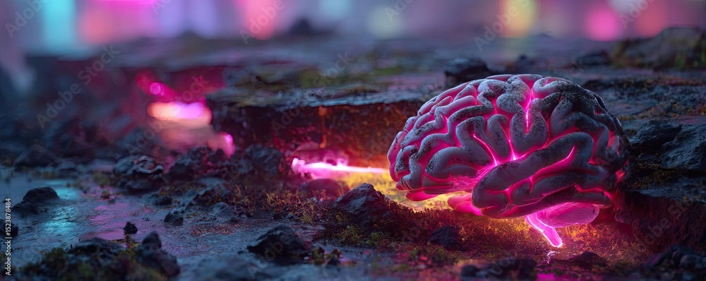 Aufkleber brain and emotion including fear and mental balance concept. a vibrant representation of a brain sur