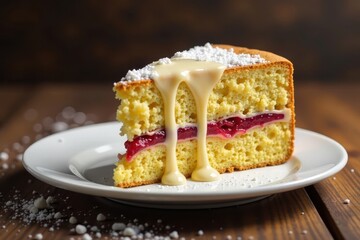 Cake with dripping glaze, moist sponge cake soaked in three types of milk, cake, wet cake , glaze
