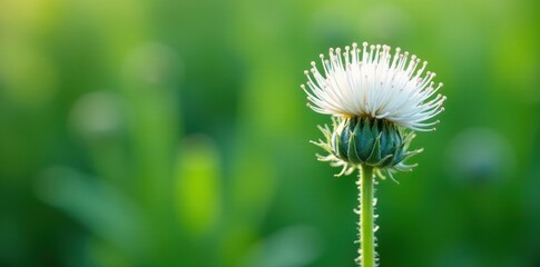 Close-up of milk thistle plant's silvery-green leaves and stems in sharp focus, plant details, botanical, stem