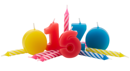 Colorful Birthday Candles Numbered and Striped Celebration Candles for Sweet Sixteen