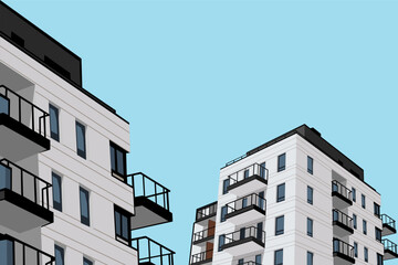 two building apartment illustration background design vector art
