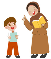 Teacher with student