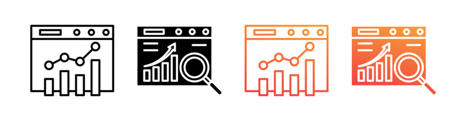 Statistics Multiple Style Icon Set Vector 