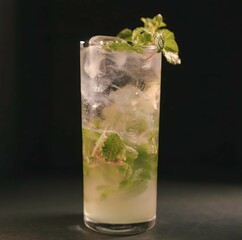 mojito cocktail on black background