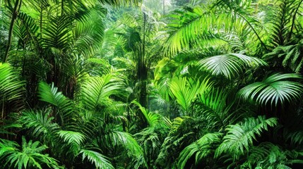 Lush Rainforest Canopy in Verdant Green Hues