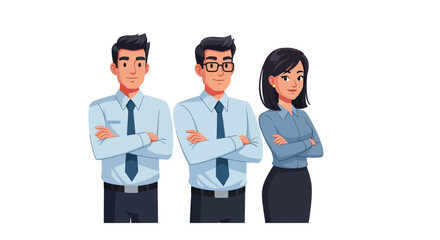 Confident Business Team Two Men and a Woman in Formal Attire