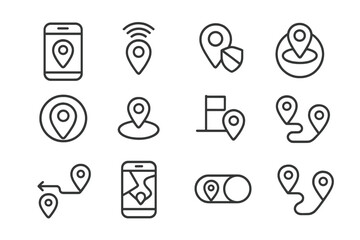 Navigation and location icons for maps and gps applications