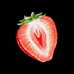 strawberry illustration on black background