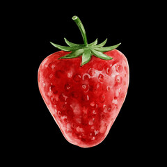 strawberry illustration on black background