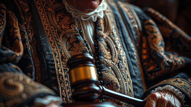 Eminent Justice: Close-Up of Judge's Robe and Gavel
