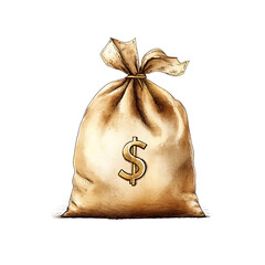 Bag of money with dollar sign illustration financial wealth