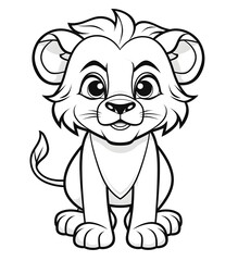 Obraz premium A cute lion is sitting.