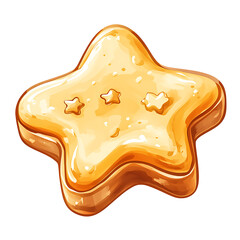 Sweet star shaped cookie with small star decorations, shiny glaze