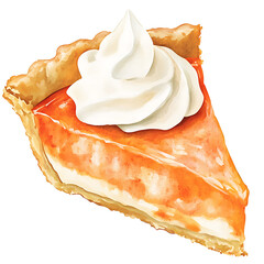 Delicious slice of pie with whipped cream topping, appealing