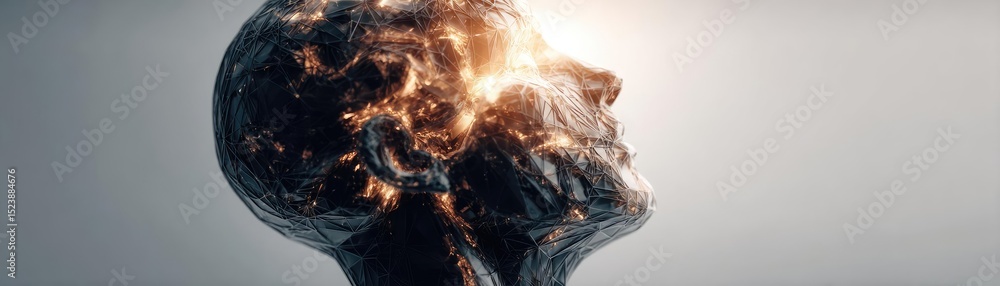 Aufkleber brain and emotion including fear and mental balance concept. a futuristic humanoid head with glowing