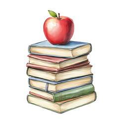 Stack of books with apple top, symbolizing education and learning