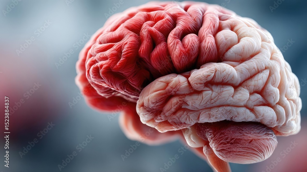 Poster brain and emotion including fear and mental balance concept. close-up of a human brain showcasing in