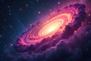 A celestial panorama depicting a swirling nebula, vibrant with cosmic dust and ethereal light, suggesting the vastness and mystery of a divine creation , beauty, mystery, light