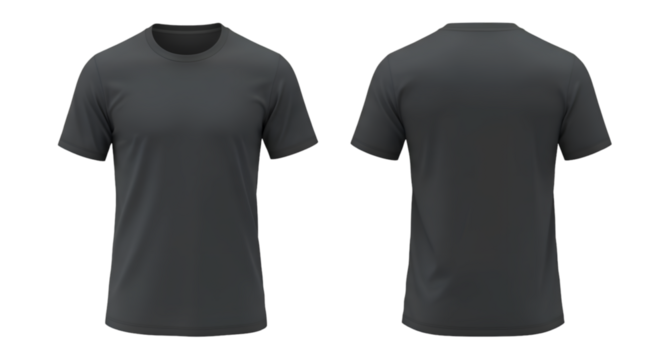 Front and back view of a dark gray crew neck tshirt mockup