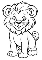 A cute lion, coloring page.
