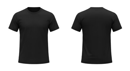 Front and back view of a plain black crew neck tshirt mockup