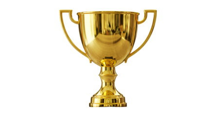 Gleaming golden trophy with curved handles and ornate pedestal base