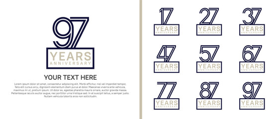 logo anniversary set. blue color with square on white background for special event