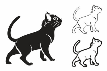 Obraz premium Cat Silhouettes – Set of Different Vector Pet Animal Illustrations