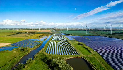 Aerial view of a sustainable energy landscape