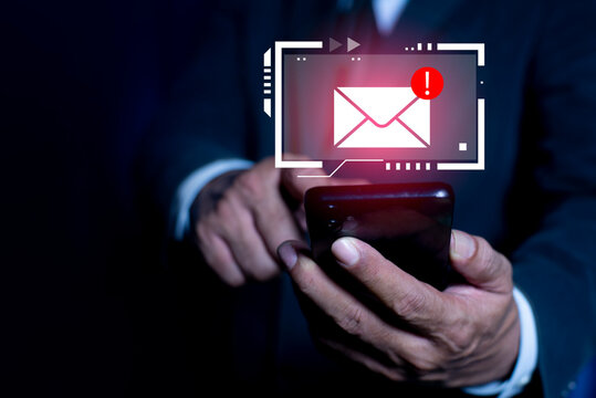 Alert Email inbox and spam virus with warning caution for notification on internet letter security protect, Concept of cybersecurity threat, scam email, malware, spam detection