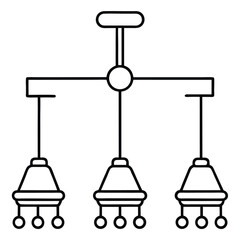 Modern ceiling lamp vector illustration depicting minimalist three pendant lights for interior design