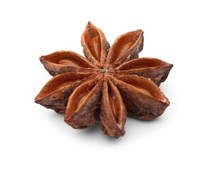 Star anise spice on white background
