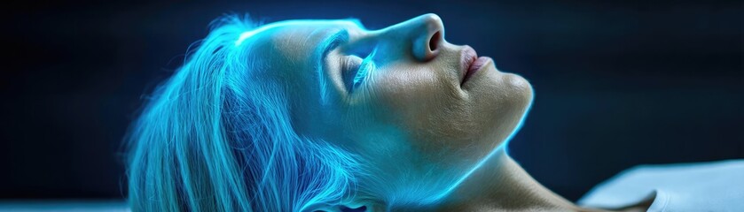Fototapeta premium Anxiety symptoms through emotional healing and support concept. A serene moment of a person in tranquility and reflection.